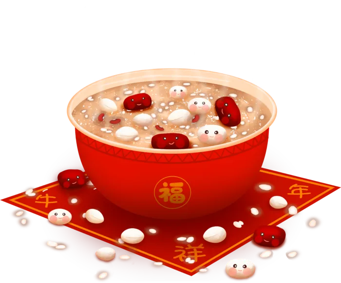 腊八元素-卡通腊八节腊八粥艺术字体八宝粥PNG免扣腊八海报装饰插画PNG素材