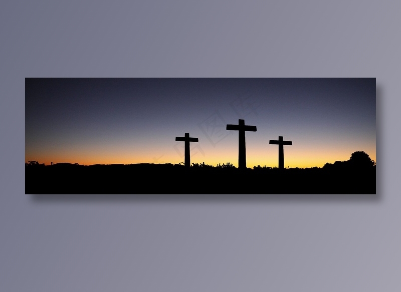 横幅, 标头, 复活节, 叉, 日落, 日出