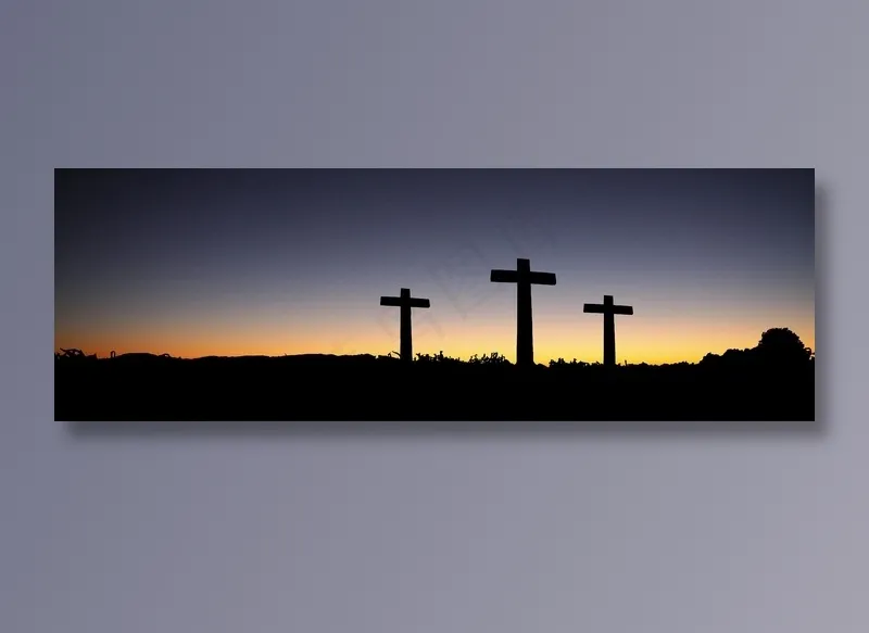 横幅, 标头, 复活节, 叉, 日落, 日出