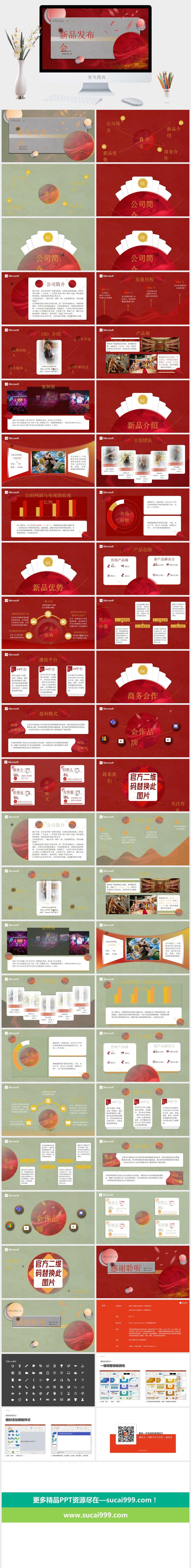 喜庆红公司企业新品发布会ppt模板