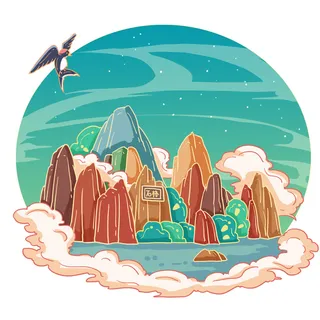 国潮风旅游建筑城市地标景区北京上海插图插画元素素材设计模板