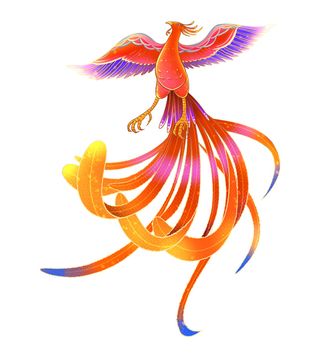 手绘山海经上古神兽夫诸凤凰麒麟青龙白虎朱雀玄武插画PSD素材