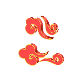 大气中国风祥云国潮风金边立体云朵剪纸创意装饰元素PNG免抠素材