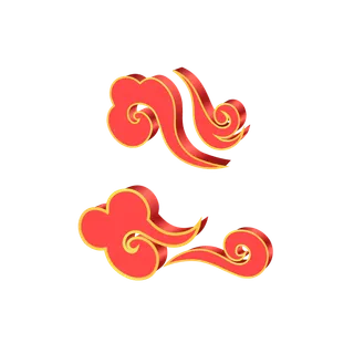 大气中国风祥云国潮风金边立体云朵剪纸创意装饰元素PNG免抠素材