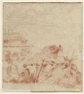 简约素描农房装饰画 简约素描农房装饰画