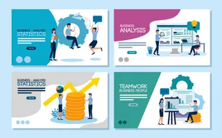 扁平化人物场景办公互联网等距ai矢量设计网页海报UI素材插画