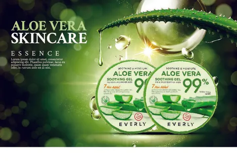 绿色芦荟英文海报电商banner