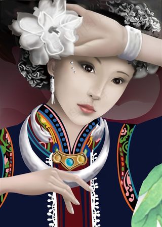 手绘阿诗玛复古美女