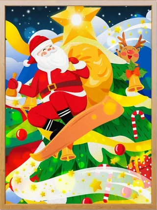 圣诞节插画圣诞老人送礼物