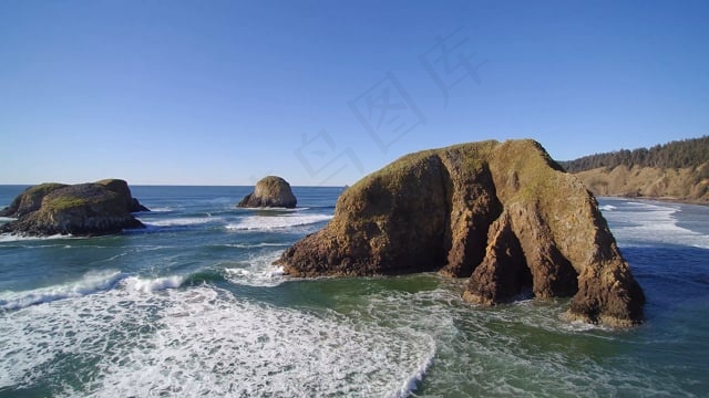 海洋, 岩石, 太阳, 波浪, 俄勒冈州,