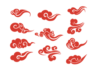 中国风中式传统线性祥云纹山水线条纹理国潮素材中国风祥云元素