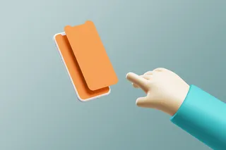 右手点击苹果手机插画展示样机