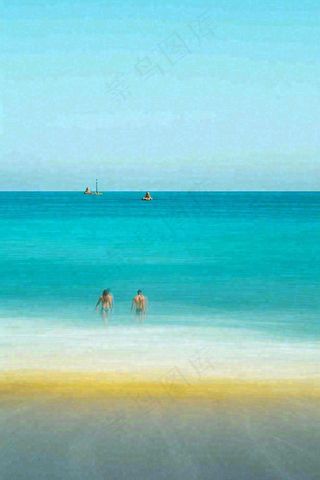 夏日海边海景蓝色清新海水游玩度假，大暑小暑