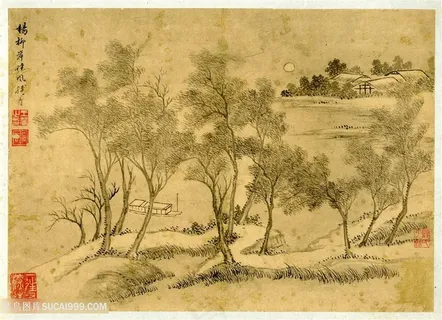 清代画家王翬山水画杨柳拂堤醉春烟国画图片 清代画家王翬山水画杨柳拂堤醉春烟国画图片