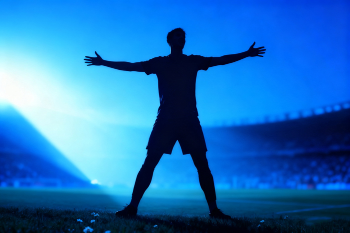 足球运动员逆光图片
