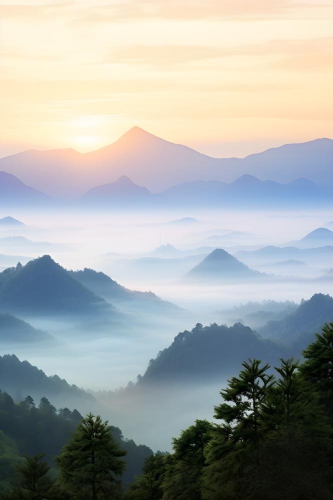 山脉树林高空摄影