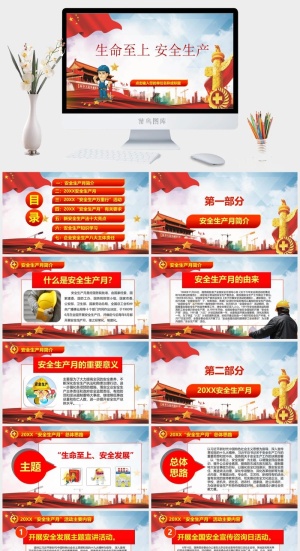安全生产PPT模板预览图