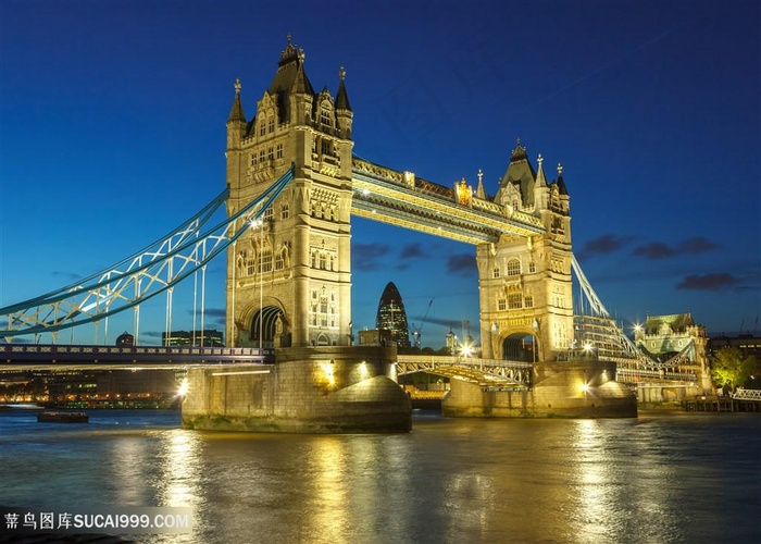 高清英国塔桥夜景风景图片