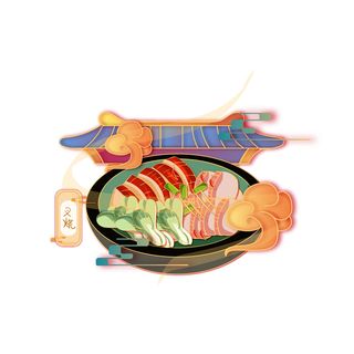 国潮中国风传统小吃食物地方特色菜美食元素插画海报图片素材