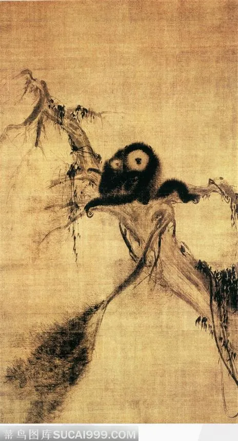 水墨画猴子