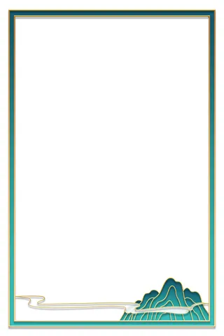  中式绿色方形边框免抠元素