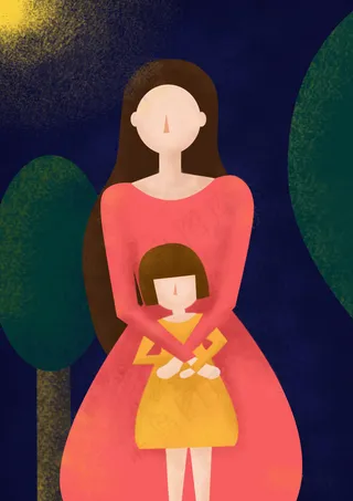 手绘母亲节插画漫画素材