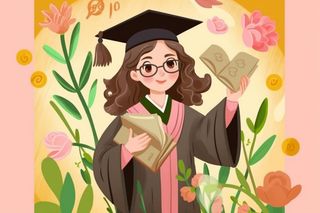 毕业学生穿着学士服花海报素材背景