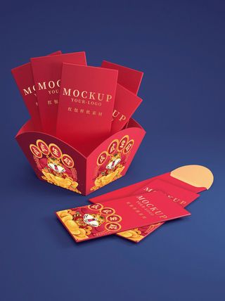 2022年虎年新年春节礼盒场景样机