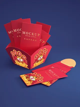 2022年虎年新年春节礼盒场景样机