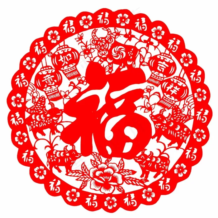 福剪纸 剪纸风元素psd模版下载