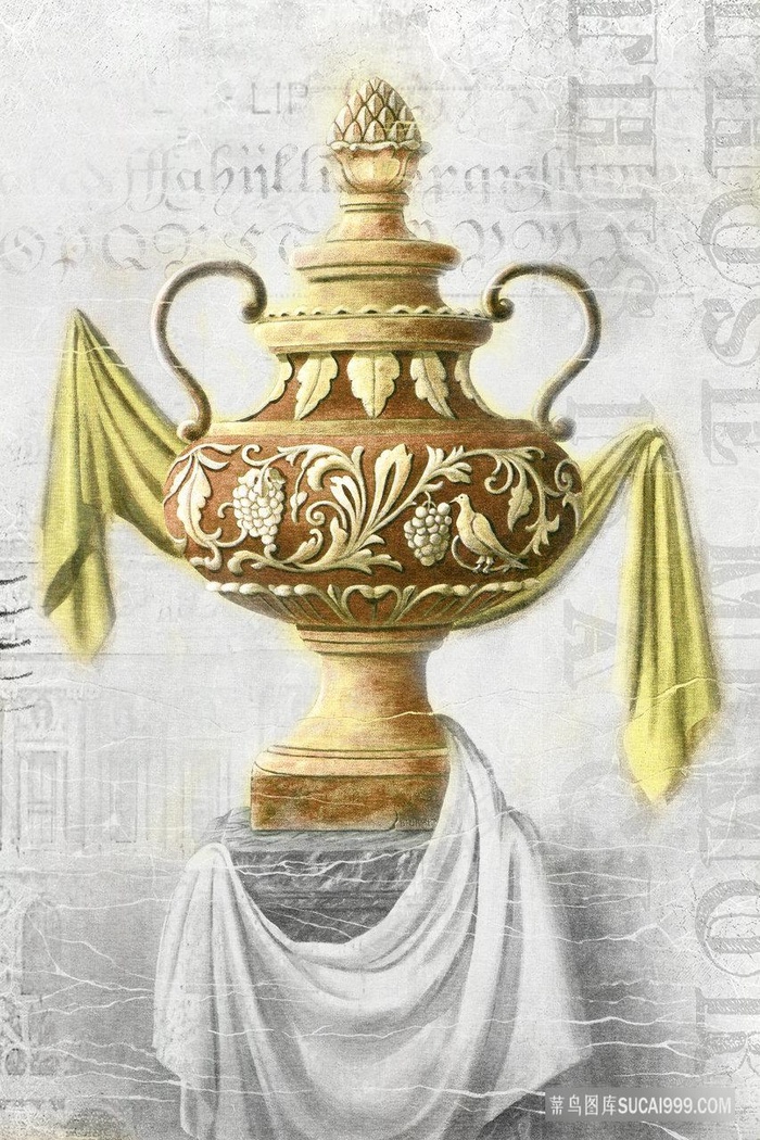 手绘鼎唯美插画