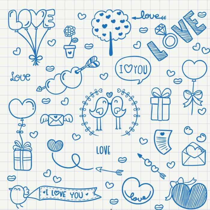 免扣元素19款蓝色情人节元素矢量素材