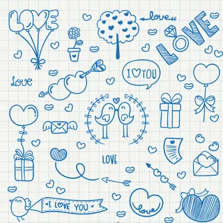 免扣元素19款蓝色情人节元素矢量素材