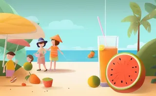 孩子们水果饮料玩耍背景