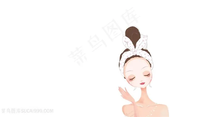 卡通手绘美女敷面膜