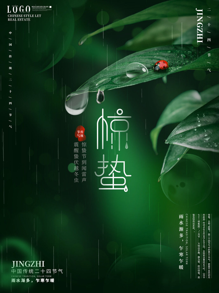 24二十四节气中国风创意惊蛰节日宣传海报模板PSD设计素材