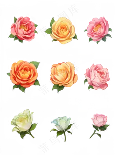 红色 粉色 手绘 免抠 PNG 玫瑰 花 素材16
