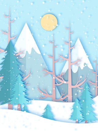 唯美小清新雪花冬天背景素材