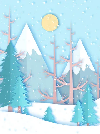 唯美小清新雪花冬天背景素材