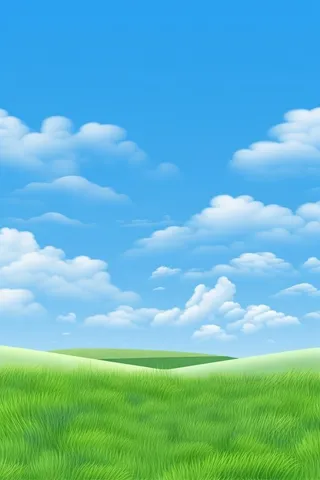 春天的蓝天白云草原很美背景图