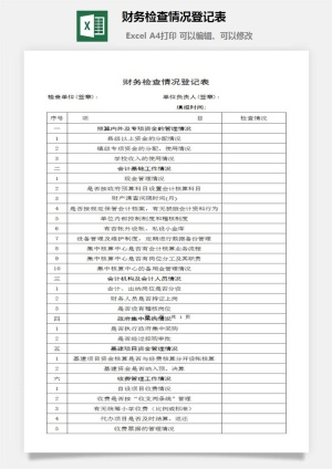 财务检查情况登记表excel模板