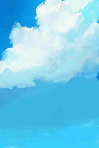 蓝天白云云层清新天空插画手绘
