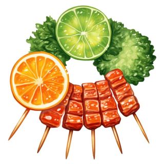 烧烤烤肉串插画免抠