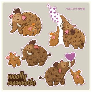 卡通动物不干胶标签贴纸