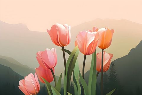 唯美淡雅清新郁金香背景