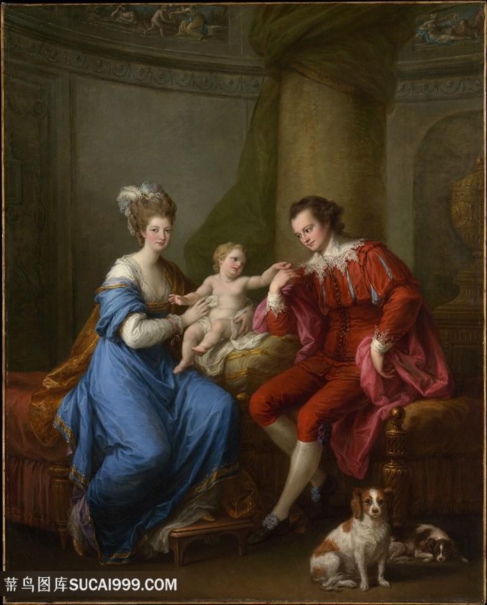 安吉莉卡 · 考夫曼，爱德华 · 史密斯 · 斯坦利第一任妻子和他们的儿子