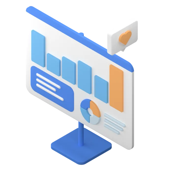 电脑信息简约3D数据png图标素材