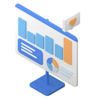 电脑信息简约3D数据png图标素材