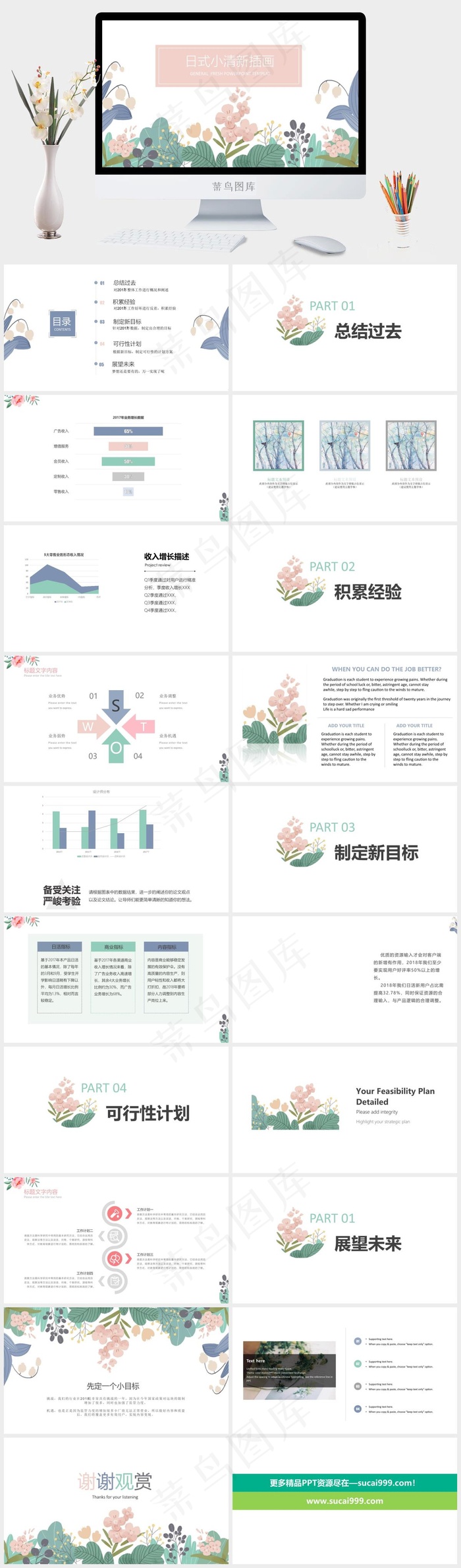 计划
白色卡通风PPT模板