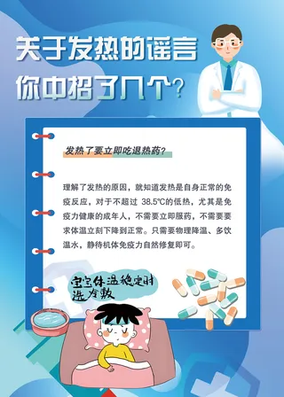 关于发烧发热的谣言海报